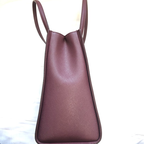 Kate Spade Tote Shoulder Bag Maroon Large Zipper - Picture 4 of 12